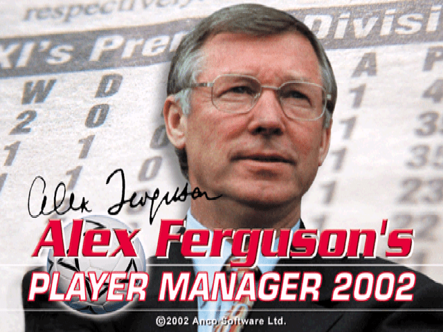 Alex Ferguson's Player Manager 2002 title screen for Playstation